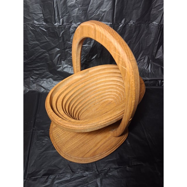 Wood Vintage Solid Oak Collapsible Basket For Sale - Image 7 of 11