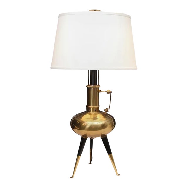 1970s Vintage Gio Ponti Attributed Brass Table Lamp For Sale