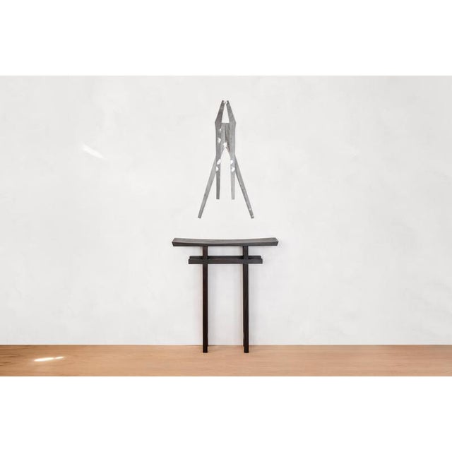 Wood Tori Console Table in Oak with Mirror by Jean-Baptiste Van Den Heede For Sale - Image 7 of 8