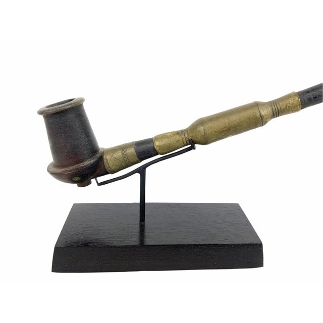 Early 20th Century Ceremonial Smoking Pipe of the Dinka Tribe Professionally Mounted For Sale - Image 4 of 9