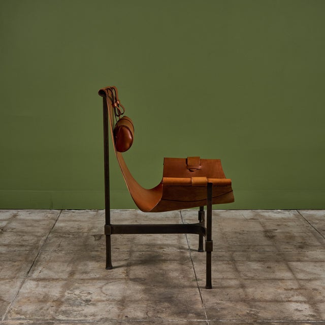 Jean-Paul Rykaert Leather Sling Chair For Sale In Los Angeles - Image 6 of 16