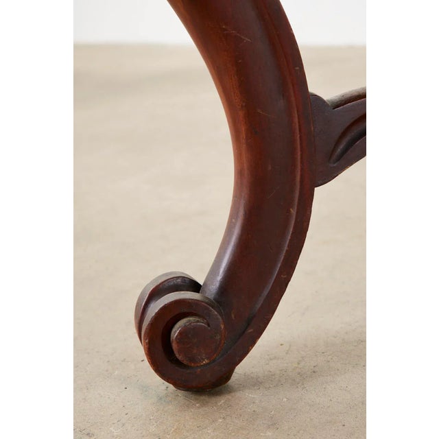 19th Century English Victorian Marble-Top Library Writing Table For Sale - Image 12 of 13