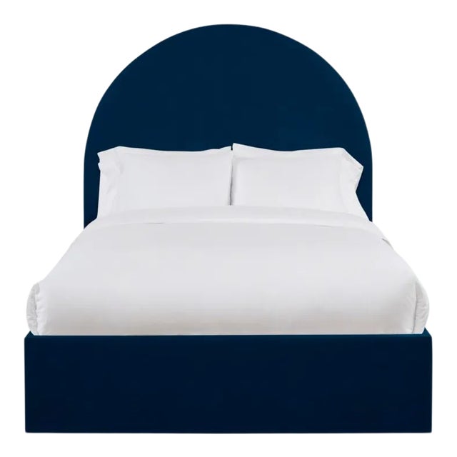 Poppy California King Bedframe, Navy Velvet For Sale