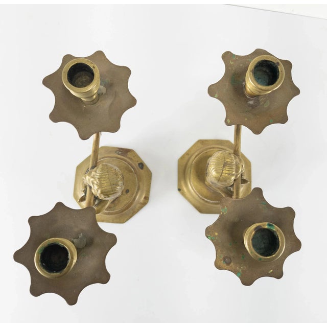 Metal Pair of English or Dutch Lion Candlesticks or Candelabras For Sale - Image 7 of 13