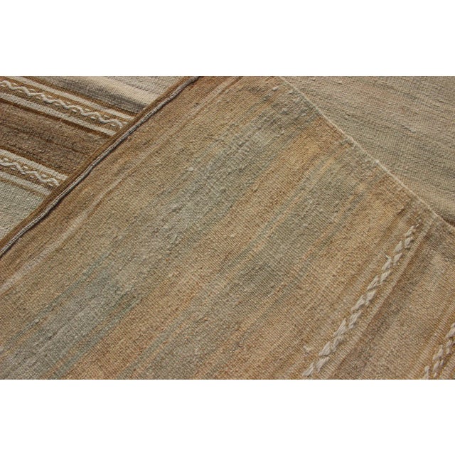 Turkish Vintage Kilim Rug With in Tan, Taupe, Brown, Faint Gray Blue, and Earth Tones For Sale - Image 9 of 10
