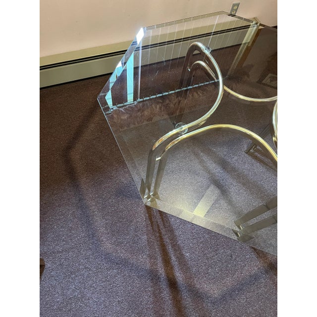 1970s Milo Baughman Style Mid Century Brass and Glass Dining Table For Sale - Image 12 of 12