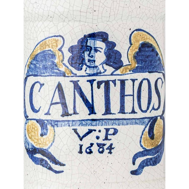 Antique Renaissance Revival Majolica Albarello Table Lamp, Italy, 1870s For Sale - Image 3 of 13