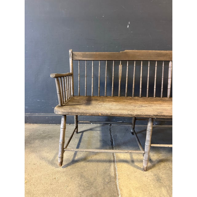 Late 19th Century 19th Century Spindleback Windsor Deacon's Bench For Sale - Image 5 of 10