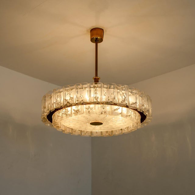 Large Glass and Brass Pendant Light by Doria Leuchten, 1970s For Sale - Image 15 of 18