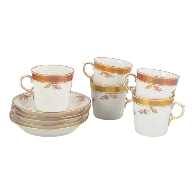 Golden Basket Demitasse Cups and Saucers in Porcelain from Royal Copenhagen, 1964, Set of 10 For Sale