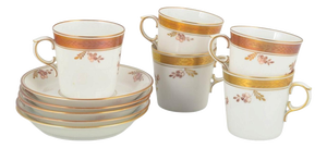 Golden Basket Demitasse Cups and Saucers in Porcelain from Royal Copenhagen, 1964, Set of 10
