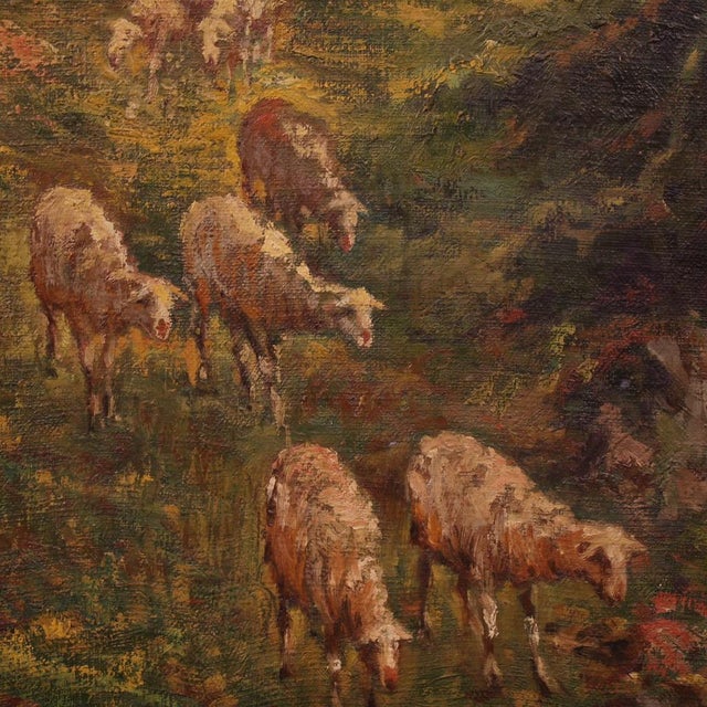 C. Bentivoglio, Landscape with Sheep, 1920, Oil on Canvas For Sale - Image 11 of 16