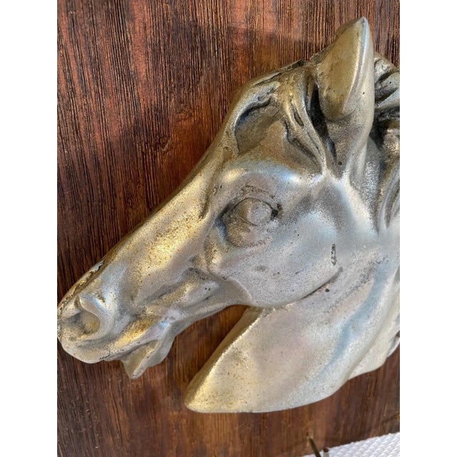 Silver Mid 20th Century Pewter Horse Head Sculpture Key Holder For Sale - Image 8 of 13