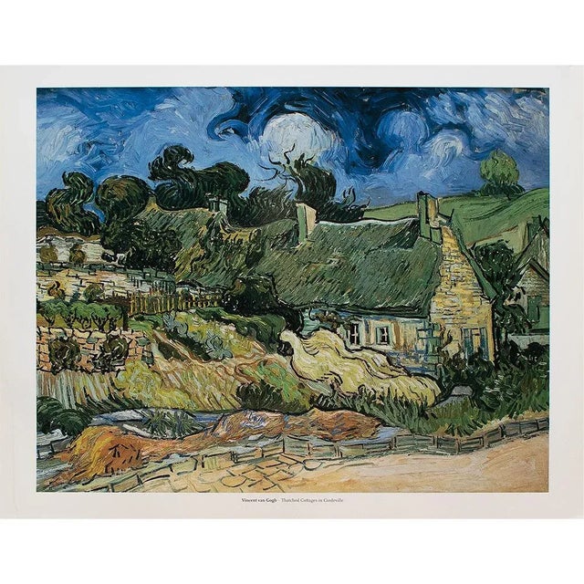 An excellent Cottage, Farmhouse, American Classical or Rustic Style First Edition German poster after painting "Thatched...