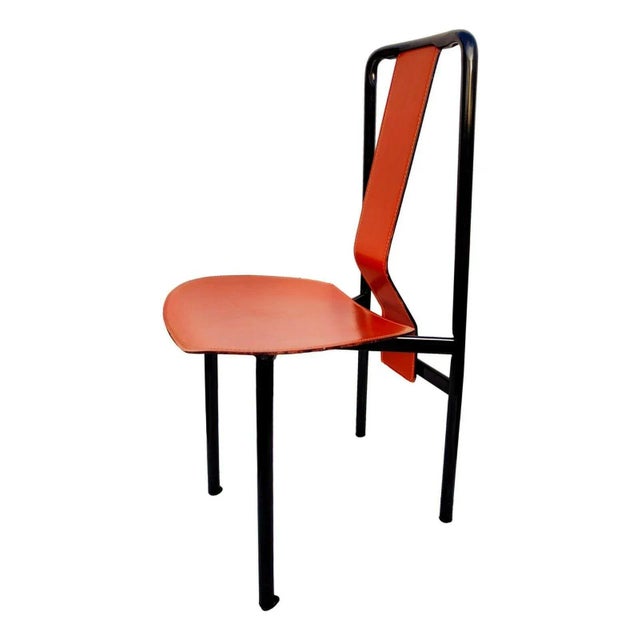 Splendid set of 4 "IRMA" model chairs, Achille Castiglioni design for Zanotta, 70s Made of black lacquered metal, with...