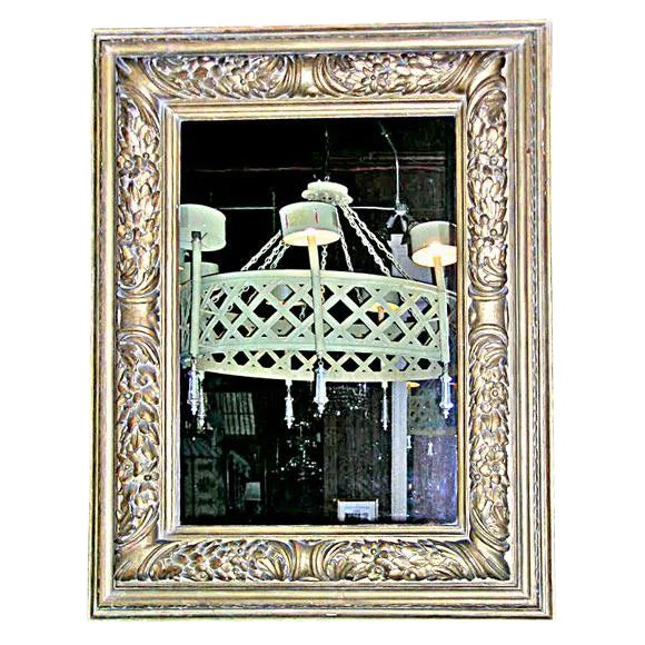 Large Deeply Carved Gilt Italian Wood Mirror For Sale - Image 9 of 9