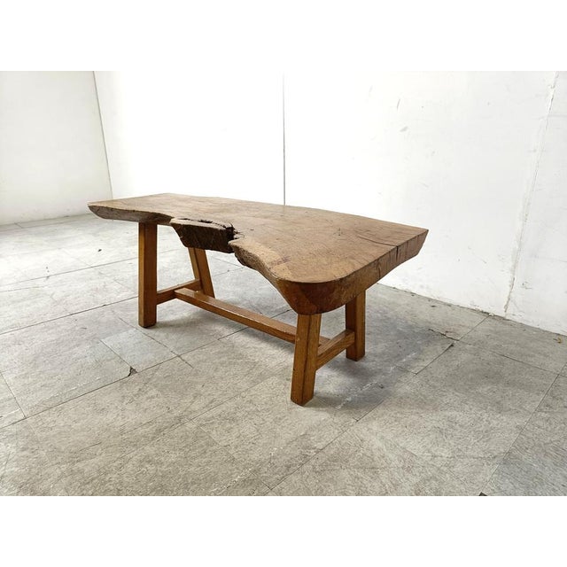 Brown Vintage Brutalist Wooden Coffee Table, 1960s For Sale - Image 8 of 13