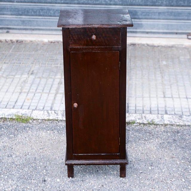 Single High and Narrow Fir Wooden Bedside Table, 1900s For Sale - Image 9 of 18