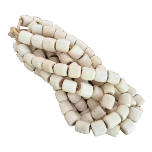 Cluster of Vintage African White Beads With Cylindrical Shap
