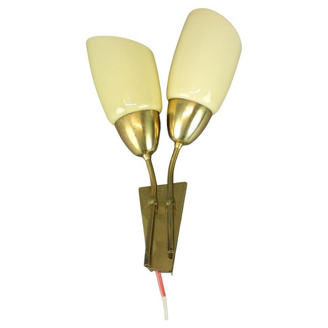 Mid-Century Brass and Glass Wall Light from Kamenický Šenov, Czechoslovakia, 1960s For Sale - Image 13 of 13