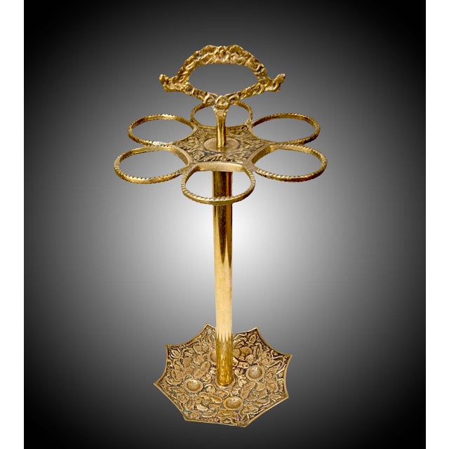 Mid-Century Modern Late 20th Century English Inspired Solid Brass Umbrella Stand or Cane Holder For Sale - Image 3 of 6