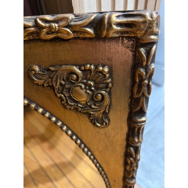Gold Antique Large Hollywood Regency Gold Gilt Wall Mirror With French Ornamentation For Sale - Image 8 of 9