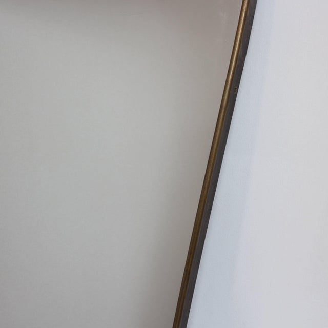 Metal Vintage Italian Wall Mirror with Brass Frame, 1960s For Sale - Image 7 of 12