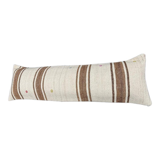 Turkish Hemp Pillow Cushion Natural Beige Brown Cushion Cover 14x45 For Sale