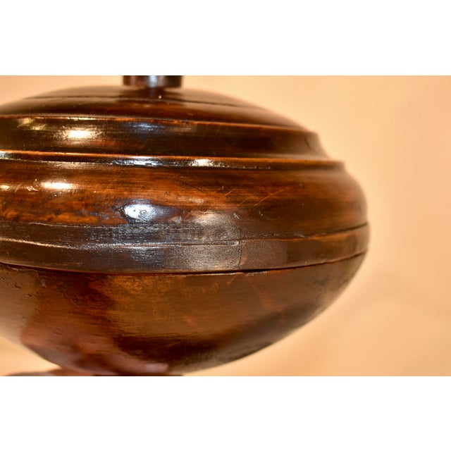 Brown 19th Century Treen Pedestal Box With Lid For Sale - Image 8 of 12