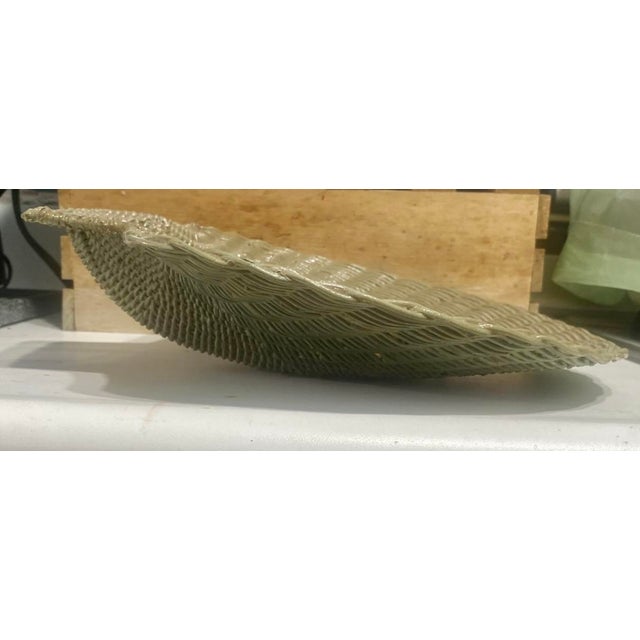 Army Green Vintage Wicker Bowl For Sale - Image 8 of 8