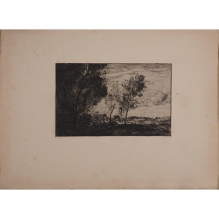 Jean-Baptiste Camille Corot, In the Dunes, Memory of the Bois de la Haye, Original Signed Engraving For Sale
