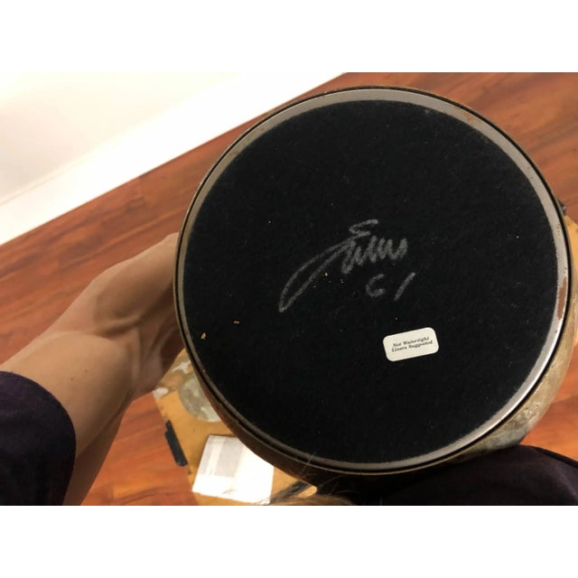 Tony Evans Signed Raku Pottery Urn With Handmade Glass Handle For Sale - Image 10 of 11