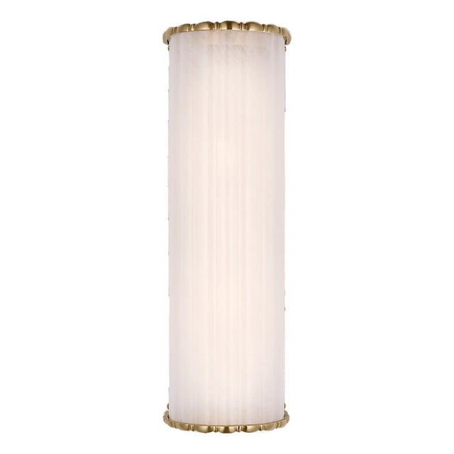 Visual Comfort AERIN for Visual Comfort Signature Rosehill 20" Linear Sconce in Hand-Rubbed Antique Brass with White Strie Glass For Sale - Image 4 of 10