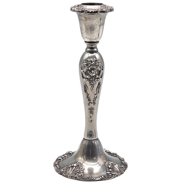 Late 20th Century Pair Godinger Baroque Silverplate Candlesticks — Rococo Revival 8.25" For Sale - Image 5 of 11