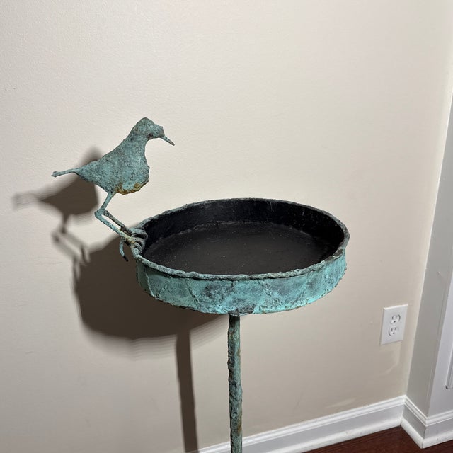 Verdigris Early 21st Century Bronze Artist Made Brutalist Style Bird Bath Sculpture For Sale - Image 8 of 11