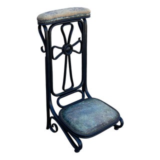 19th Century Vienna Secession Black Lacquered Bent Oak Prie-Dieu Prayer Kneeler Attributed to Thonet For Sale