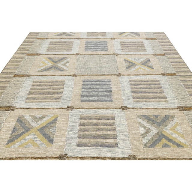Textile Modern Swedish Style Handmade Wool Flatweave Rug Geometric Scandinavian 8x10 For Sale - Image 7 of 12