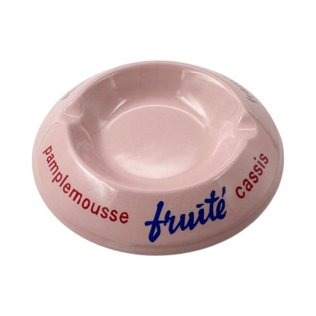 Vintage Evian Fruité Pink Glass Ashtray Catchall Dish France For Sale - Image 10 of 12