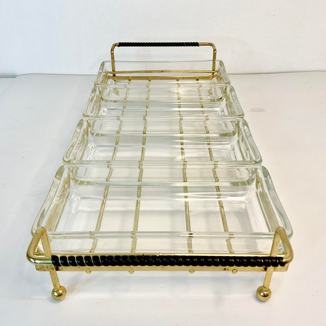 Mid-Century Atomic 4-Part Relish Server With Caddy - 5 Pieces. For Sale - Image 6 of 11