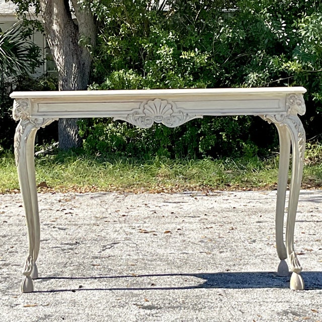 Vintage Regency Carved Rams Head Console Table For Sale - Image 4 of 7