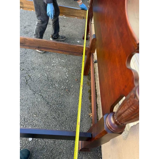 Brown Vintage George Style Cherry Rice Carved Four Poster Cali King Bed Frame. For Sale - Image 8 of 16