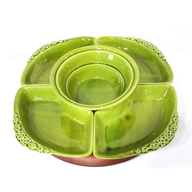 California Pottery Mid Century Chicken Lazy Susan California Pottery Sever For Sale - Image 4 of 12