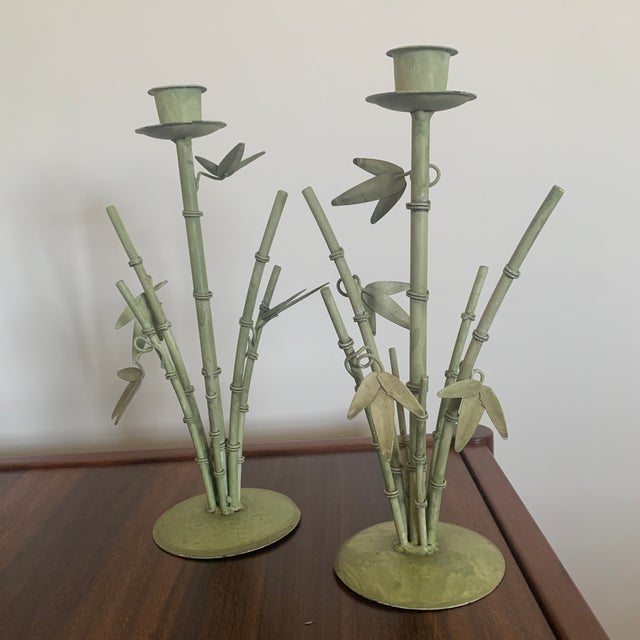 Vintage Bamboo Design Candle Holders a Pair Chairish