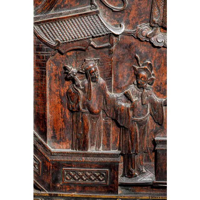 Incredible Large Antique Carved Wood Chinese Asian Table Screen Home Decor Chinoiserie For Sale - Image 4 of 17