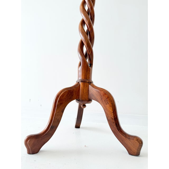 2000 - 2009 Mid-Century French Mahogany Open Spiral Barley Twist Lamp Stand For Sale - Image 5 of 10