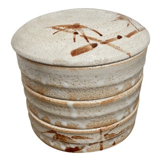 Vintage Studio Pottery Japanese Triple Canister For Sale