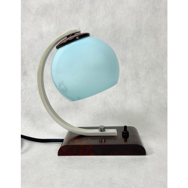 Art Deco Bauhaus Bakelite Bedside Table Lamp, 1930s For Sale - Image 10 of 14