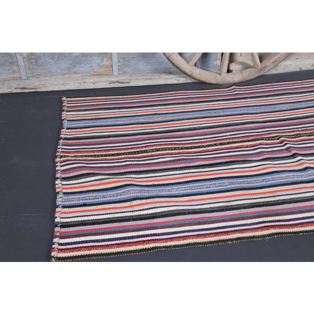 Vintage Turkish Hand-Knotted Wool Cotton Pink Kilim Area Rug For Sale - Image 6 of 10