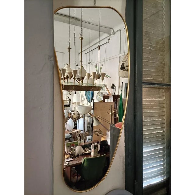 Mirror with Brass Frame in the Shape of a Banana For Sale - Image 4 of 8