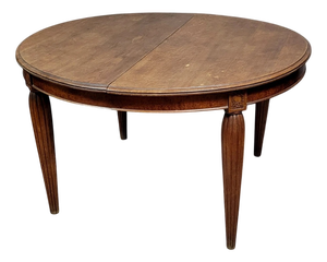 Art Deco Extendable Table in Stained Oak and Burl Wood, 1925